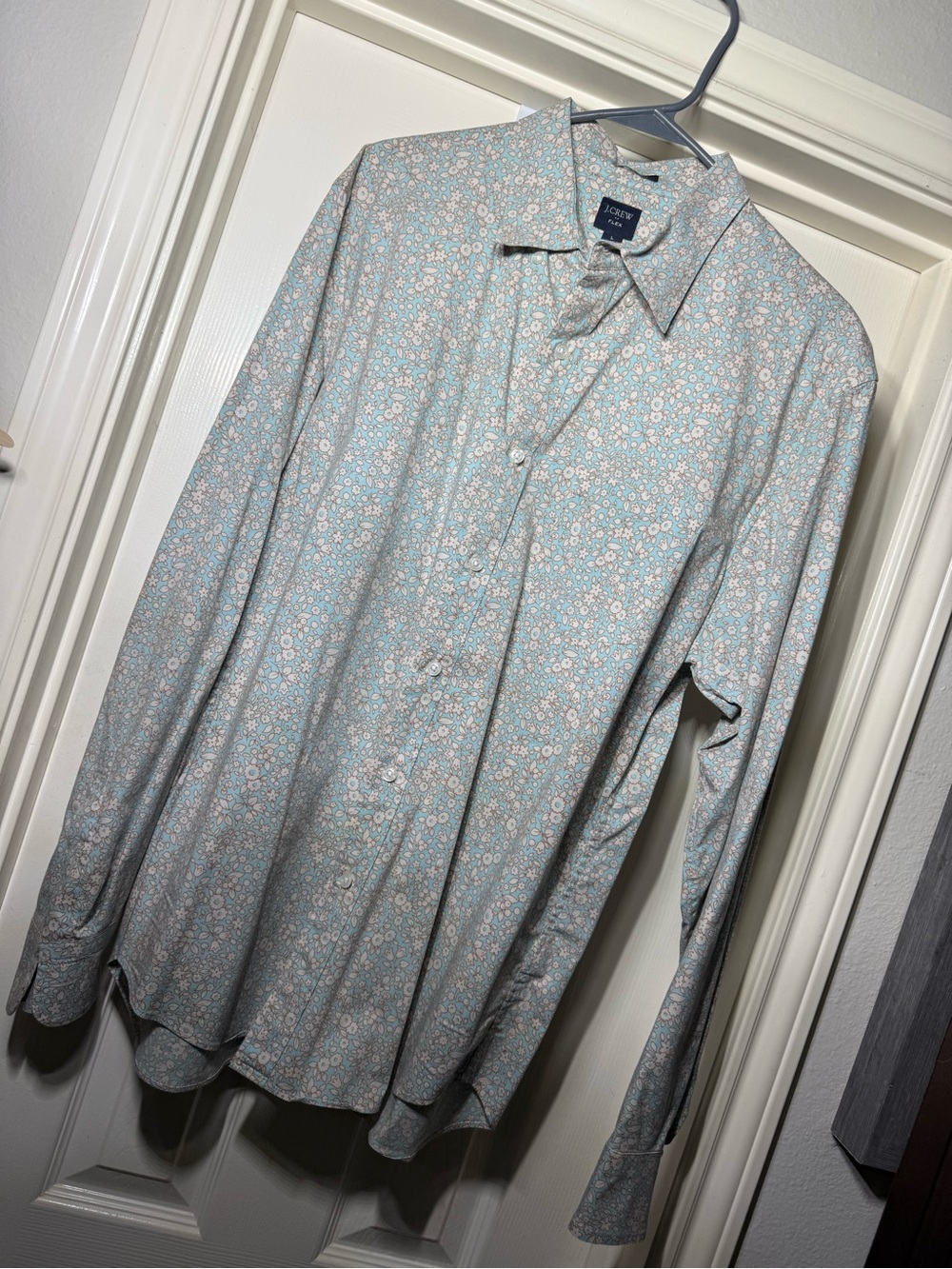 J. Crew Light Blue Floral Dress Shirt